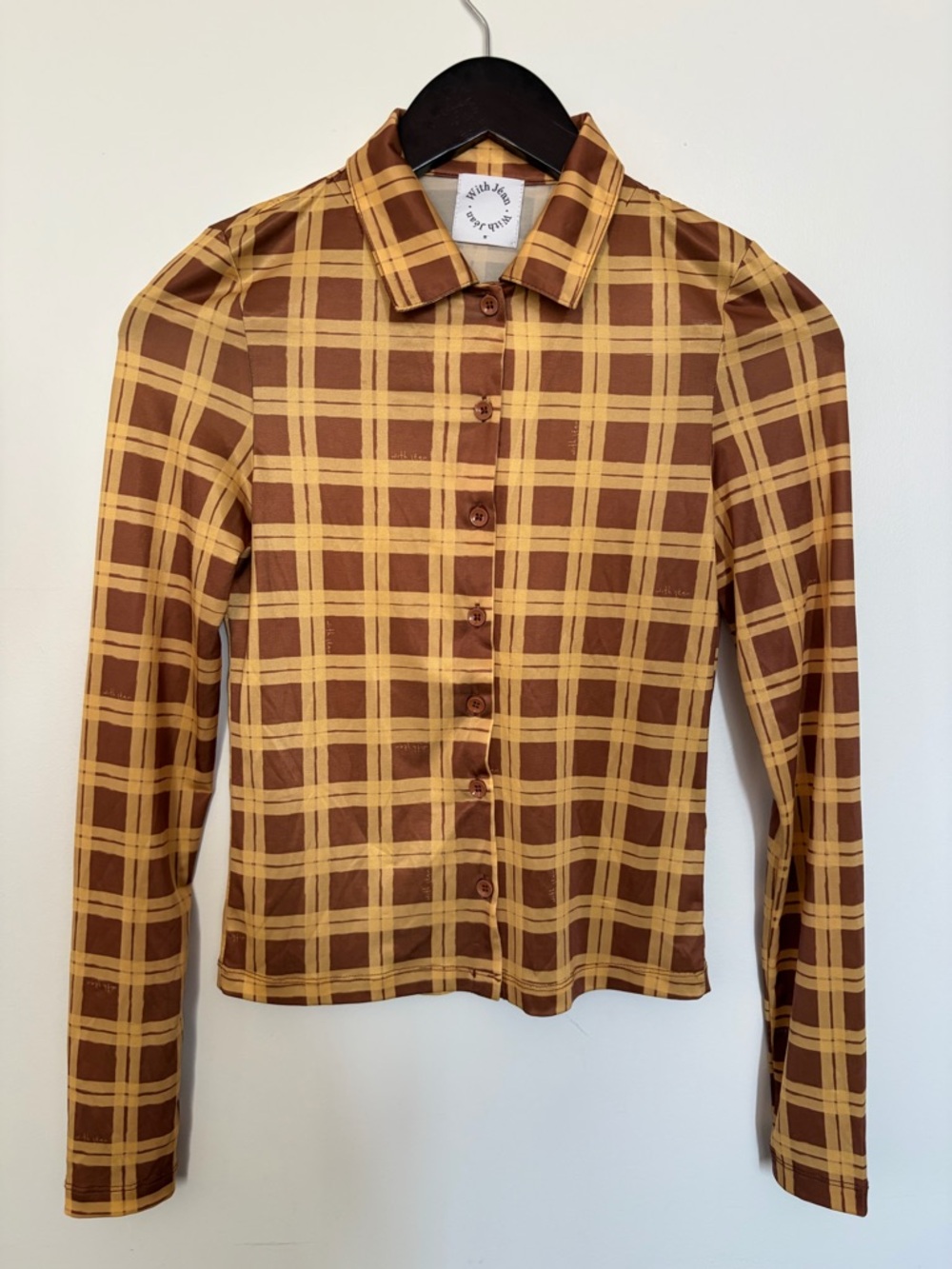 With Jean Plaid Button-Up Shirt - Small